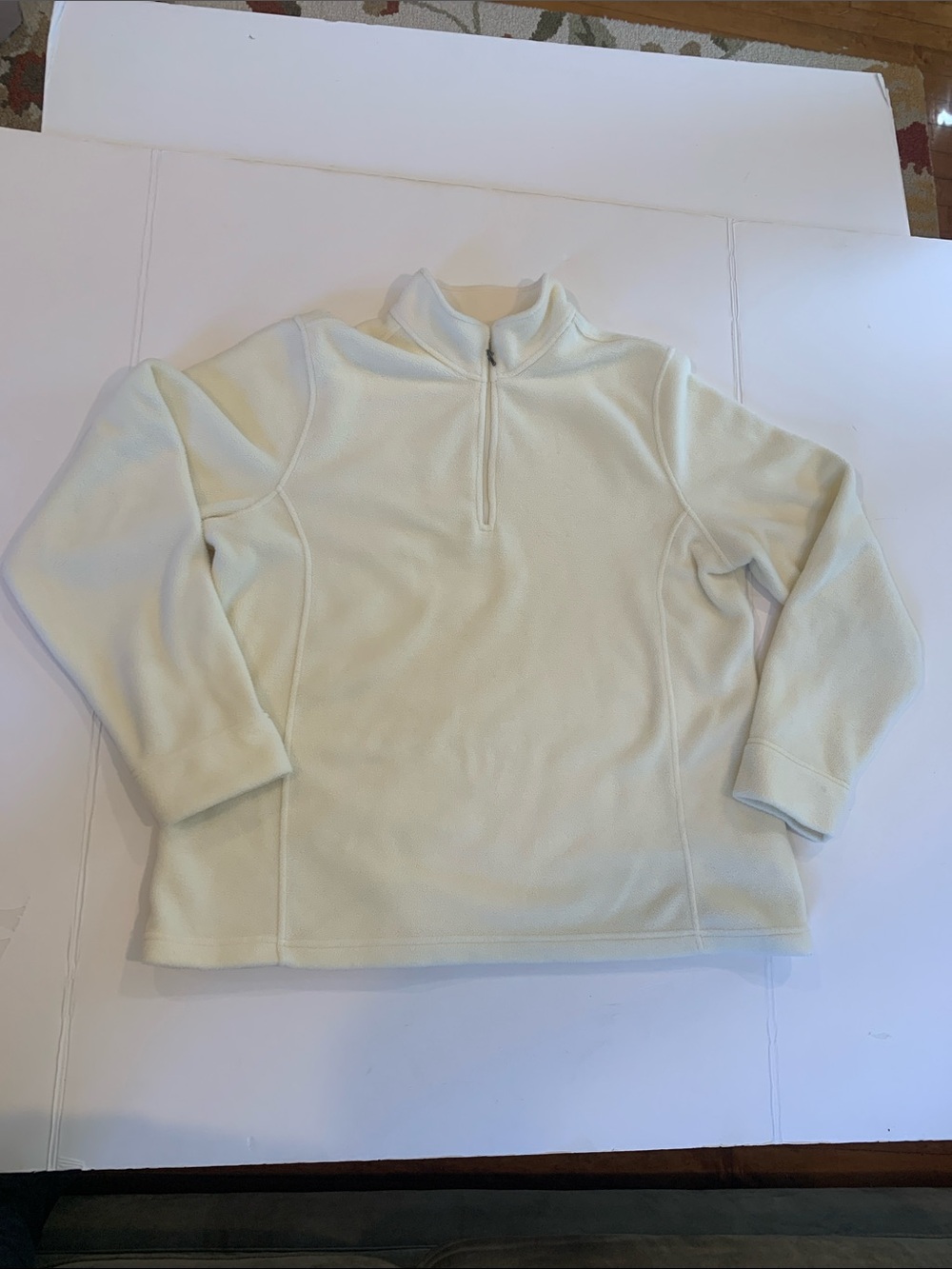 L.L. Bean Women's XL Extra Large Cream Mock Neck Quarter Zip Fleece Pullover